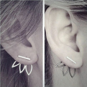 Silver Lotus Bar Earrings